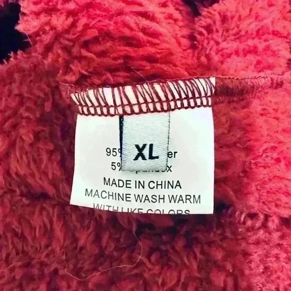 Fleece Animal Ear Hoodie, Juniors Size XL, Cropped, Maroon - Picture 8 of 10